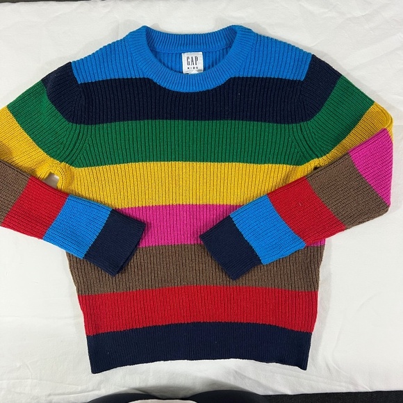Boys Gap Sweater - Multi-Color Stripe - Size Medium/8 - Blue, Yellow, Red, Pink - Picture 1 of 6